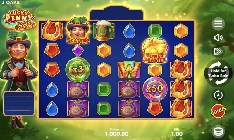 Lucky Penny Power Scatter - Power Scatter symbol with a golden coin and backlight